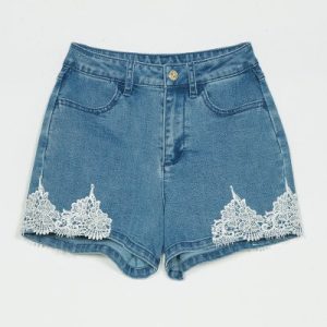 TWINSET Kids Denim shorts with lace