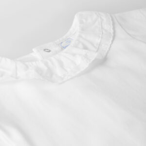 Ruffled collar bodysuit with English embroidery