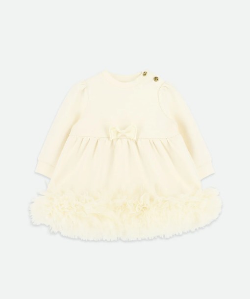 Dawn Tulle Trim Baby Dress Vanilla