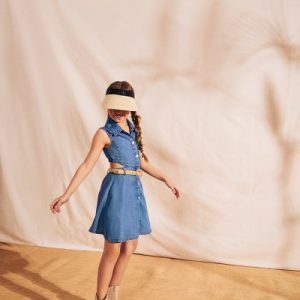 TWINSET Girl Short chambray dress with cut-out