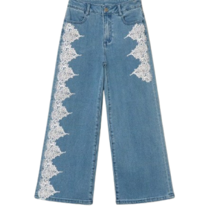 TWINSET Kids Wide-leg jeans with lace